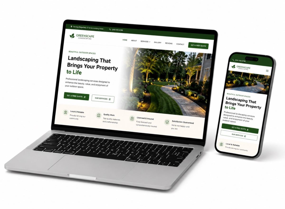 A custom website shown on a laptop and mobile phone